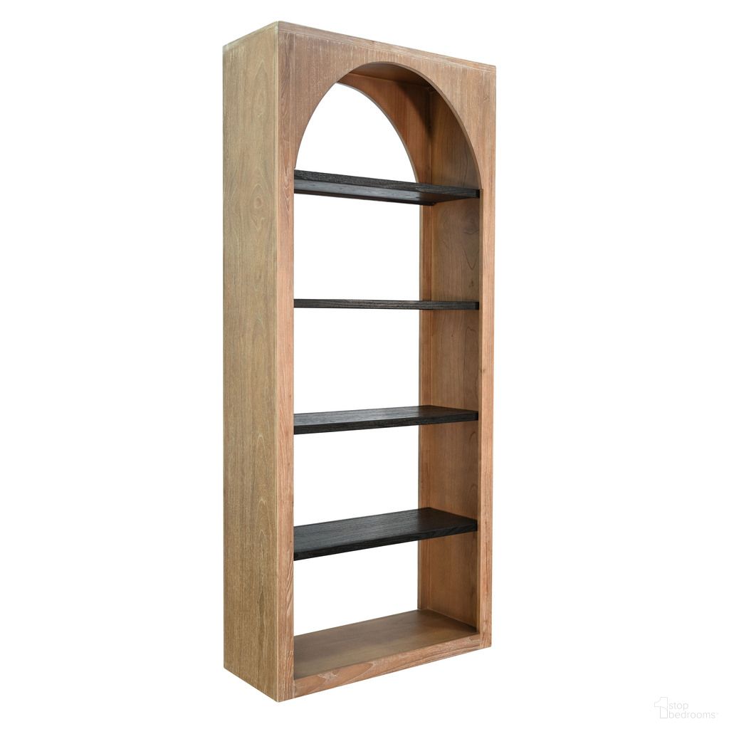 The appearance of Tall Arched Wood Bookshelf with Open Shelving In Umbra and Oak Grove designed by Sunny Designs in the modern / contemporary interior design. This umbra and oak grove piece of furniture was selected by 1StopBedrooms from to add a touch of cosiness and style into your home. Sku: 2857OUM-B. Material: Solid Wood.