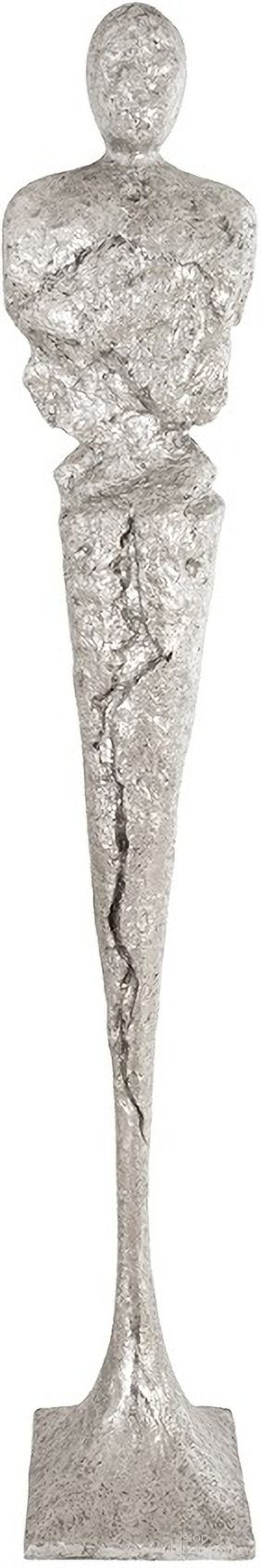 Tall Chiseled Male Sculpture In Silver
