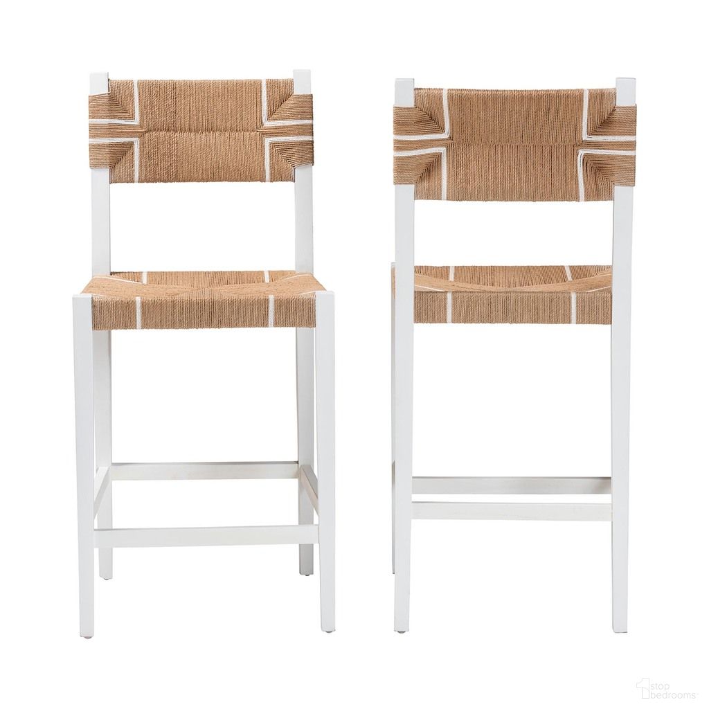 The appearance of Talli Paper Loom and Mahogany Wood 2-Piece Barstool Set In White and Brown designed by Baxton Studio in the bohemian interior design. This white/brown piece of furniture was selected by 1StopBedrooms from Talli Collection to add a touch of cosiness and style into your home. Sku: BCP-01-Wood/White-BS. Material: Mahogany.