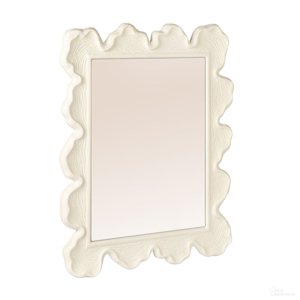 Tallulah Rectangular Wall Mirror with Organic Scalloped Metal Frame In White