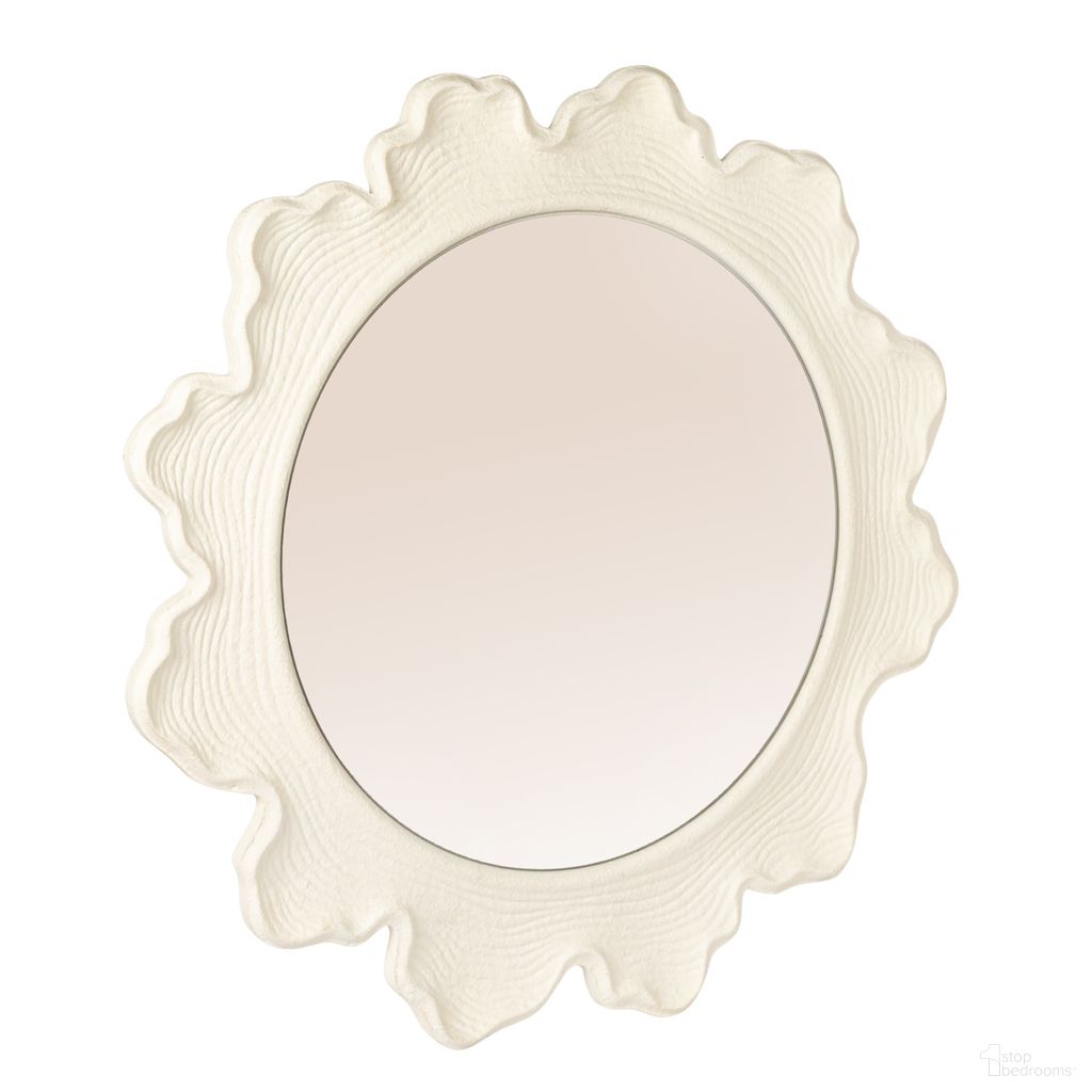 Tallulah Round Wall Mirror with Organic Scalloped Metal Frame In White