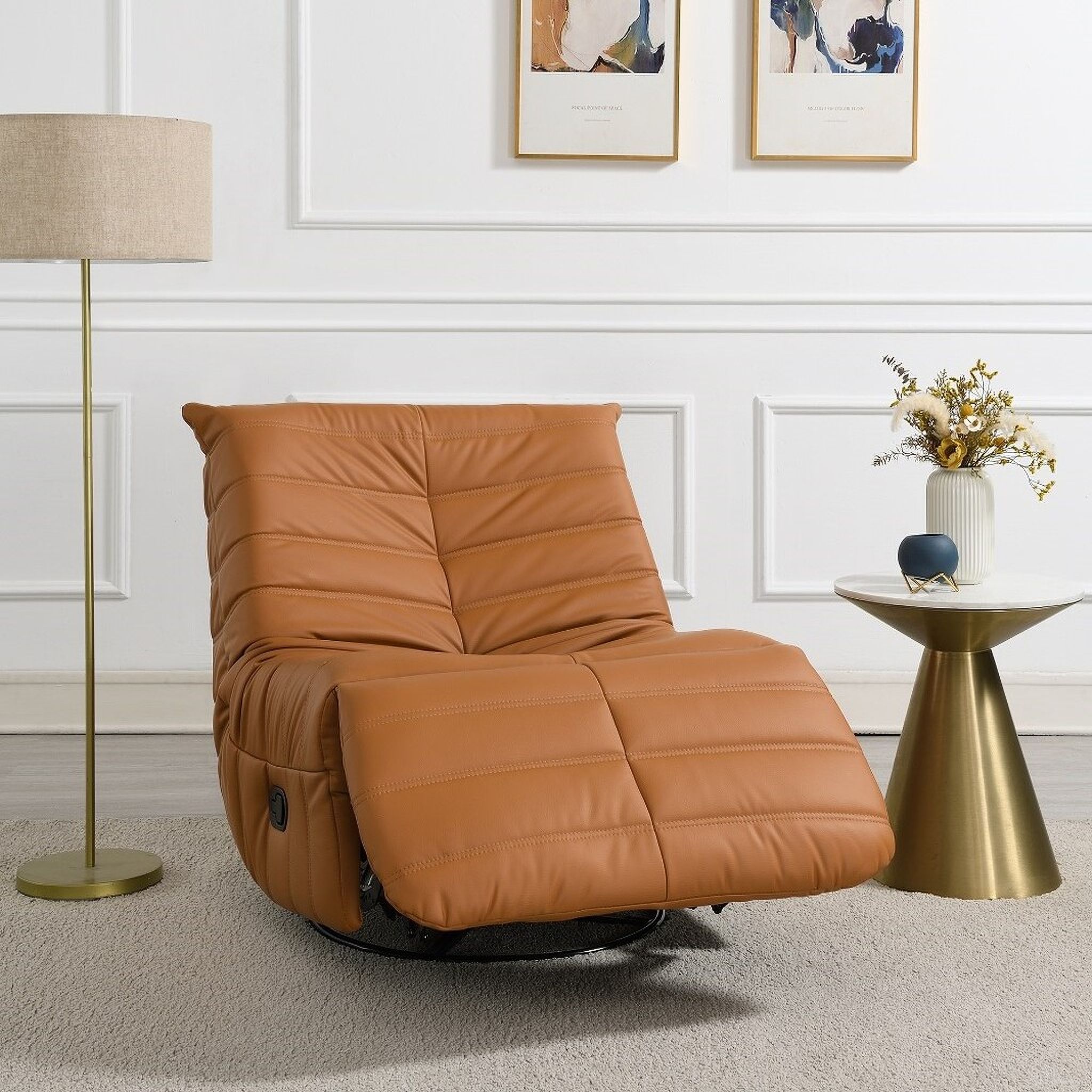 The appearance of Talmon Glider Recliner with Swivel In Orange designed by ACME in the modern / contemporary interior design. This orange piece of furniture was selected by 1StopBedrooms from Talmon Collection to add a touch of cosiness and style into your home. Sku: LV03072. Material: Wood.