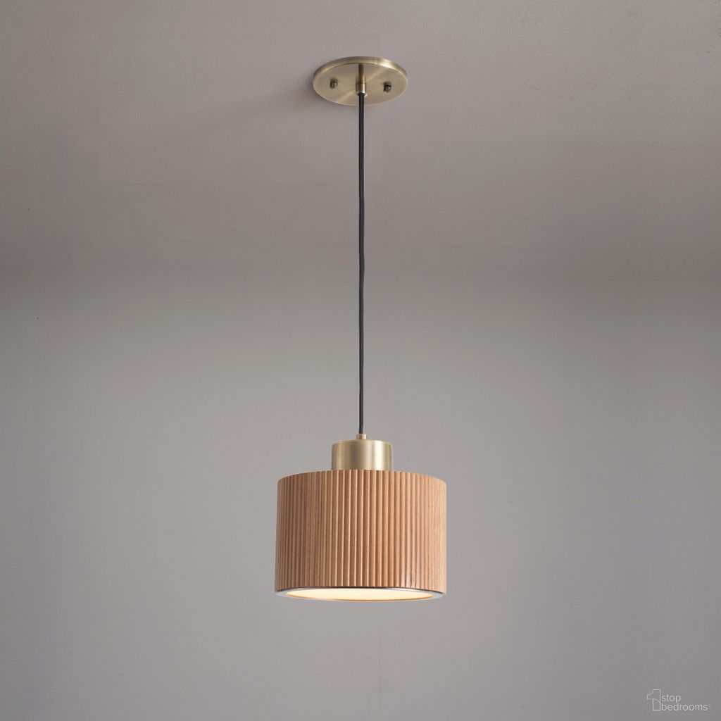 Tambo Pendant Light In Natural Ash and Weathered Brass