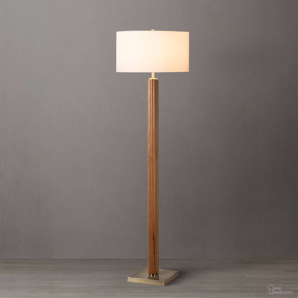 The appearance of Tambo White Linen Shade Floor Lamp In Natural Ash and Weathered Brass designed by Nova Of California in the transitional interior design. This natural ash/weathered brass piece of furniture was selected by 1StopBedrooms from Tambo Collection to add a touch of cosiness and style into your home. Sku: 2010832LW. Material: Wood.