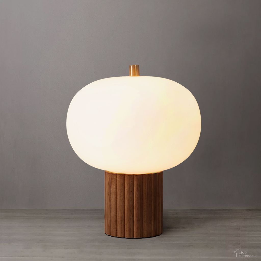 The appearance of Tambo White Oval Opal Glass Shade Accent Table Lamp In Dark Walnut and Weathered Brass designed by Nova Of California in the transitional interior design. This walnut/weathered brass piece of furniture  was selected by 1StopBedrooms from Tambo Collection to add a touch of cosiness and style into your home. Sku: 1110832DW. Material: Wood.