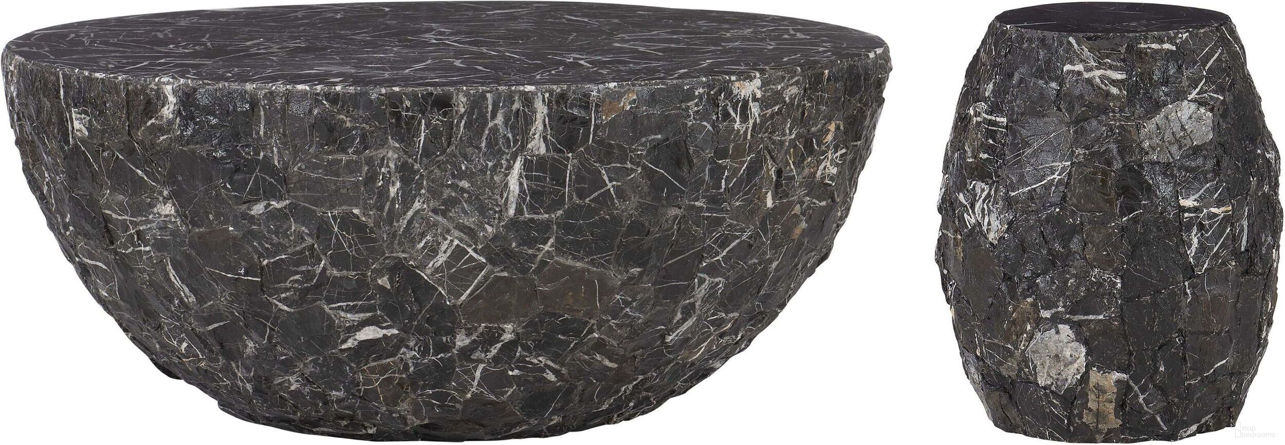 The appearance of Tambora Outdoor Occasional Table Set designed by Bernhardt in the modern / contemporary interior design. This dark gray/white piece of furniture was selected by 1StopBedrooms from Tambora Collection to add a touch of cosiness and style into your home. Sku: X02018;X02108. Material: Stone.
