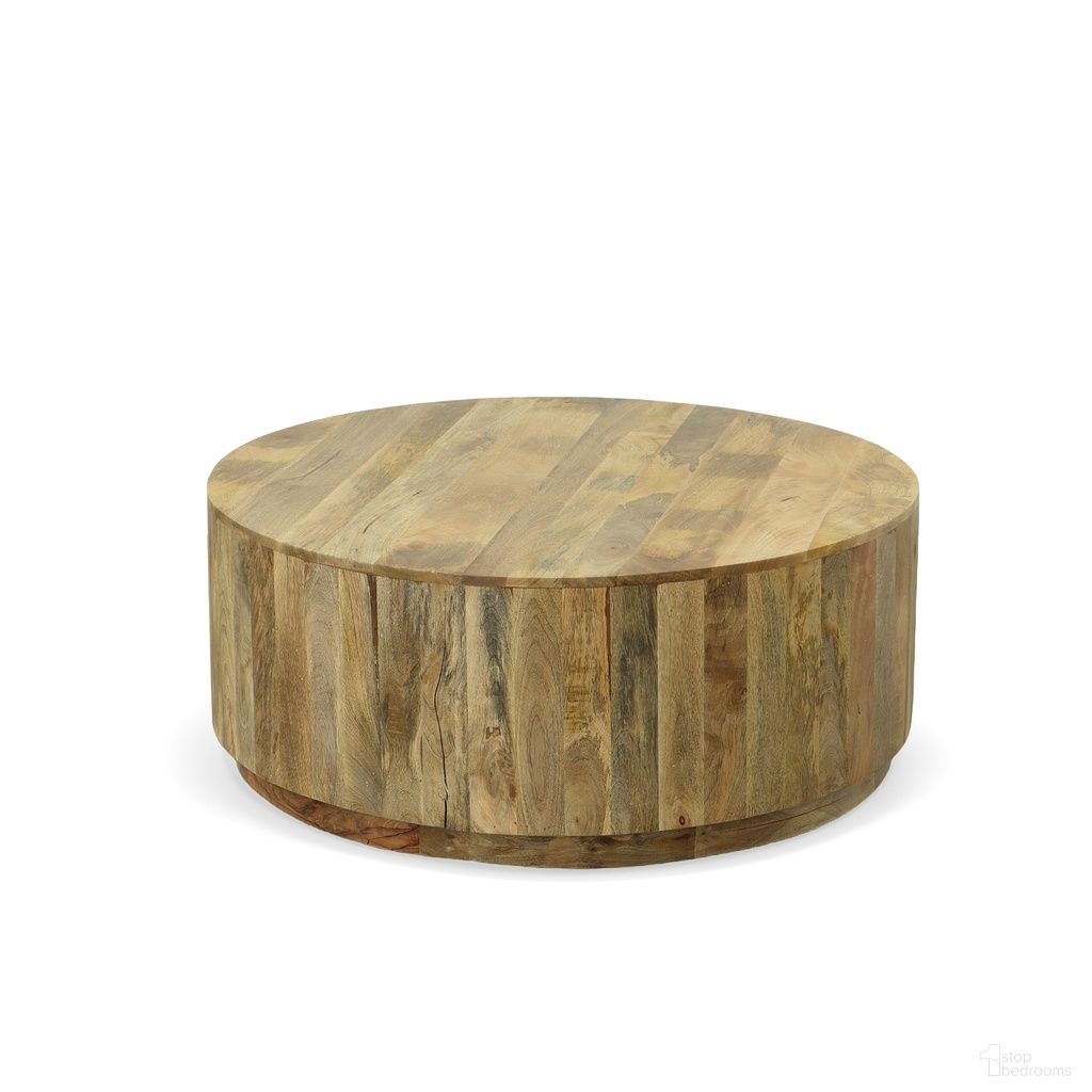 Tamia 42 Inch Round Wooden Coffee Table In Natural