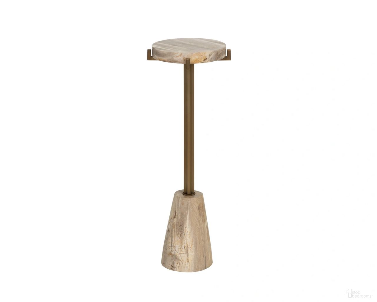 Tamlin End Table In Natural and Antique Brass