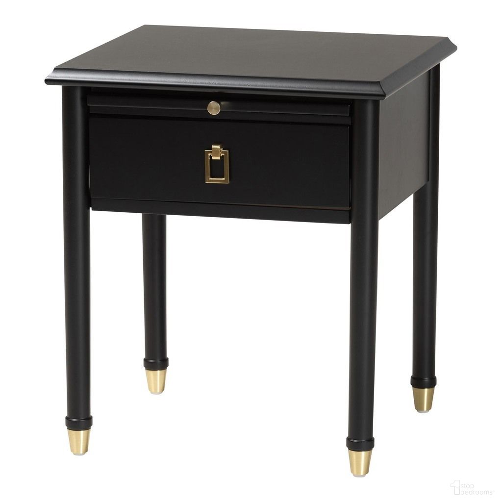 Tamra Wood Nightstand with Pullout Shelf In Black