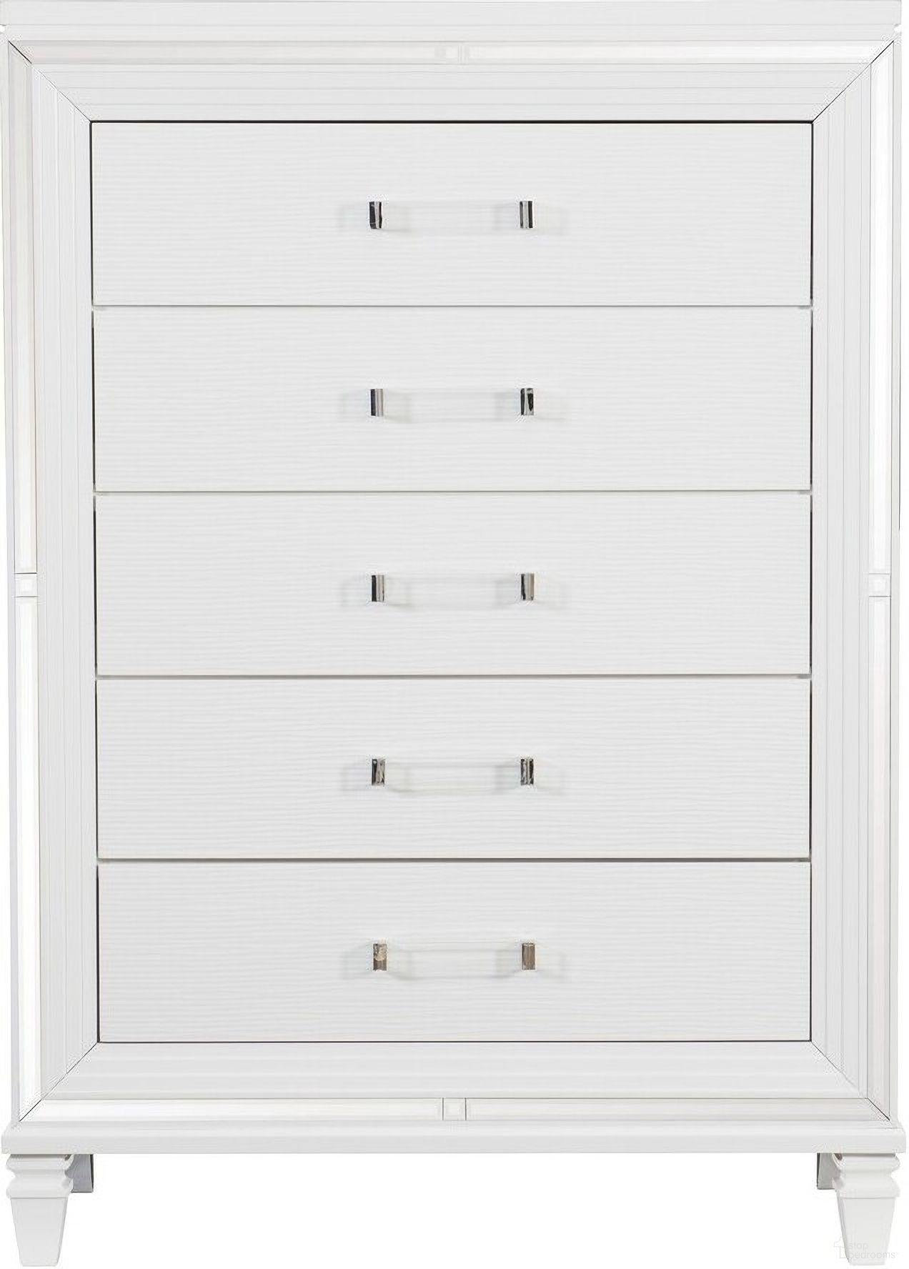 The appearance of Tamsin White Metallic Chest designed by Homelegance in the transitional interior design. This white piece of furniture  was selected by 1StopBedrooms from Tamsin Collection to add a touch of cosiness and style into your home. Sku: 1616W-9. Material: Wood.