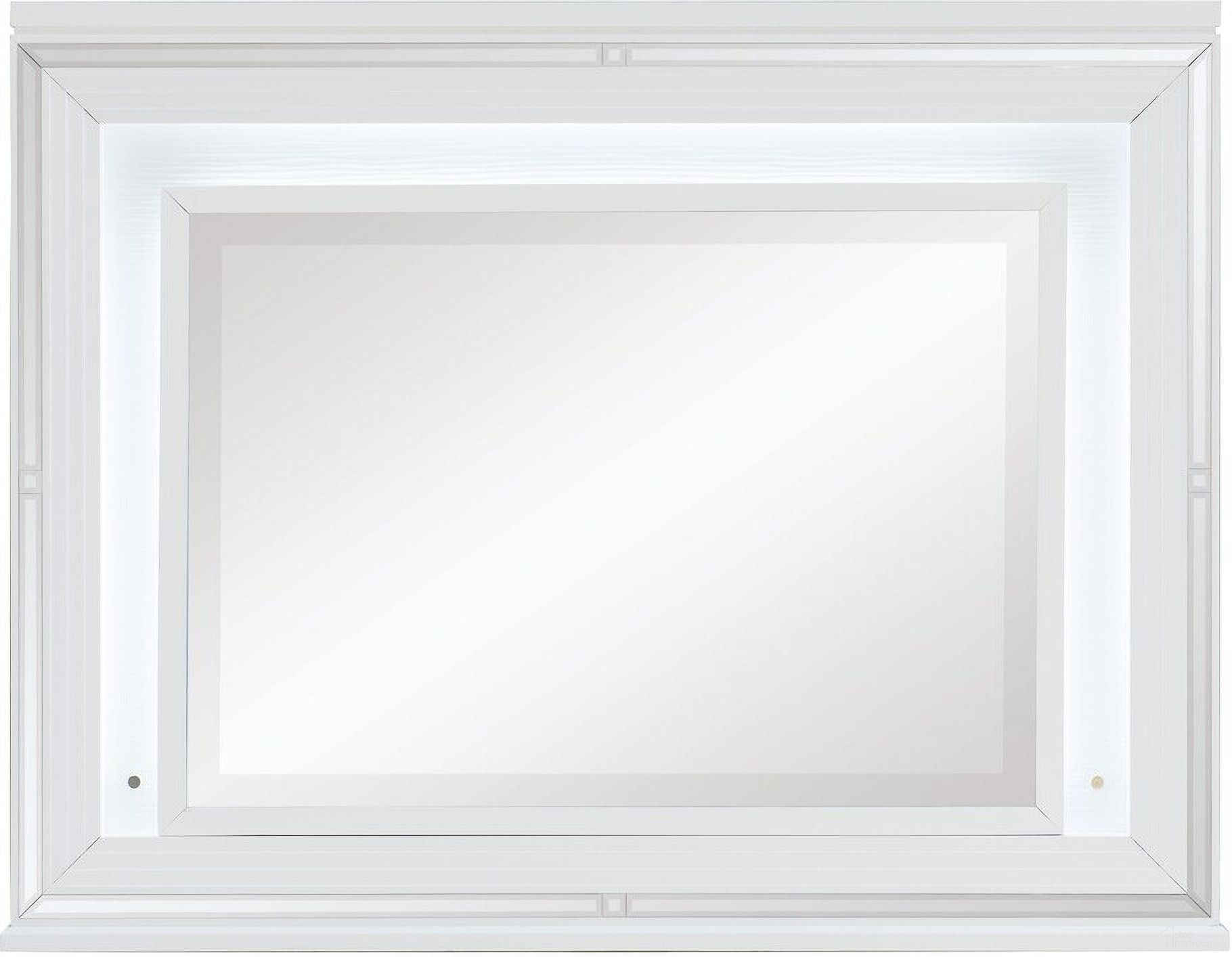 The appearance of Tamsin White Metallic Mirror designed by Homelegance in the transitional interior design. This white piece of furniture  was selected by 1StopBedrooms from Tamsin Collection to add a touch of cosiness and style into your home. Sku: 1616W-6. Material: Wood.