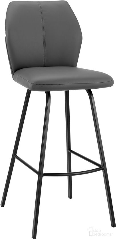 Tandy Gray Faux Leather and Black Metal 26 Inch Counter Stool