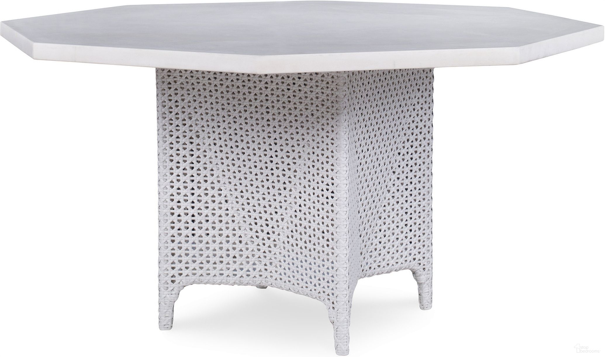 The appearance of Tangier Octagonal Dining Table In Chalk designed by Century Furniture in the transitional interior design. This chalk piece of furniture  was selected by 1StopBedrooms from Tangier Collection to add a touch of cosiness and style into your home. Sku: D44-94B;D44-94T. Table Base Style: Pedestal. Table Top Shape: Octagonal. Material: Hularo.