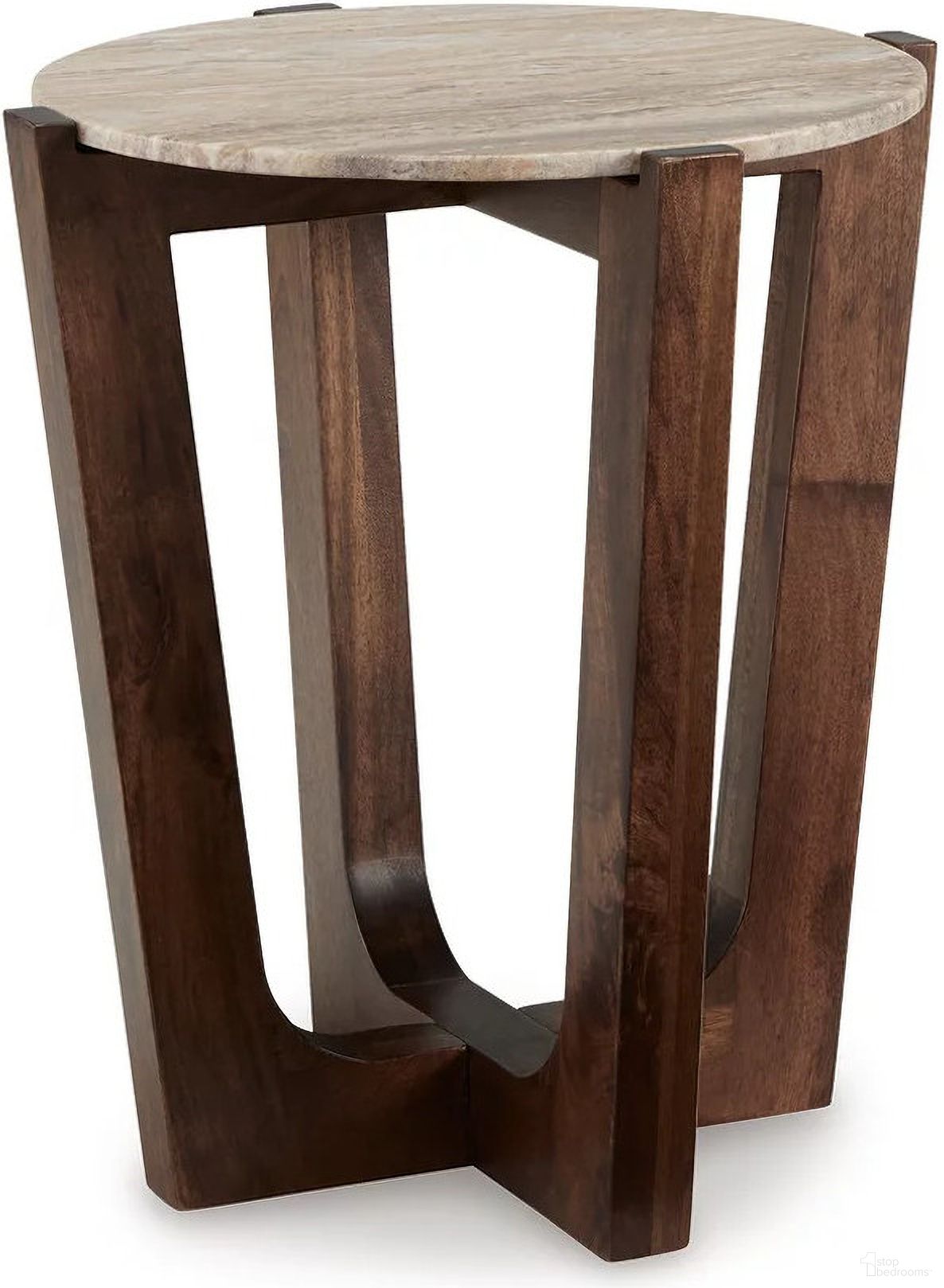 The appearance of Tanidore End Table In Warm Brown designed by Signature Design by Ashley in the transitional interior design. This warm brown piece of furniture  was selected by 1StopBedrooms from Tanidore Collection to add a touch of cosiness and style into your home. Sku: T667-6. Material: Marble.