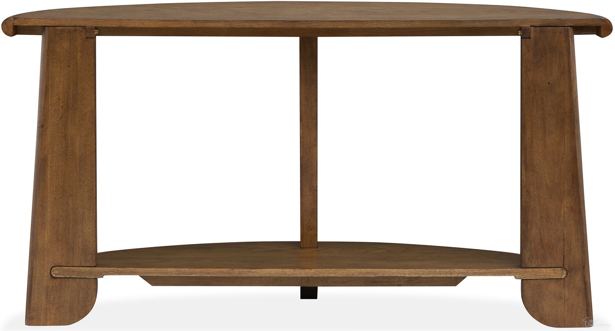 The appearance of Tanner Demilune Sofa Table In Tawny Brown designed by Magnussen in the modern / contemporary interior design. This tawny brown piece of furniture was selected by 1StopBedrooms from Tanner Collection to add a touch of cosiness and style into your home. Sku: T6354-75. Material: Oak Veneer.