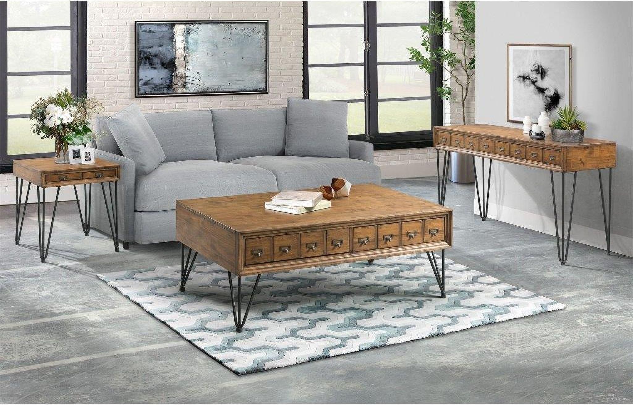 The appearance of Tanner Light Walnut Occasional Table Set designed by Picket House in the industrial interior design. This brown piece of furniture  was selected by 1StopBedrooms from Tanner Collection to add a touch of cosiness and style into your home. Sku: TBN100CTE;TBN100ETTE. Material: Wood.