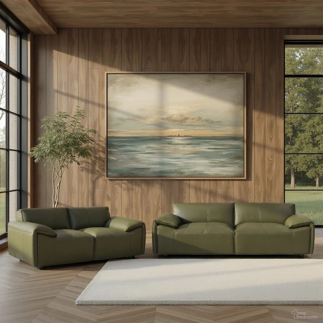 Tanner Living Room Set with Padded Arms In Green