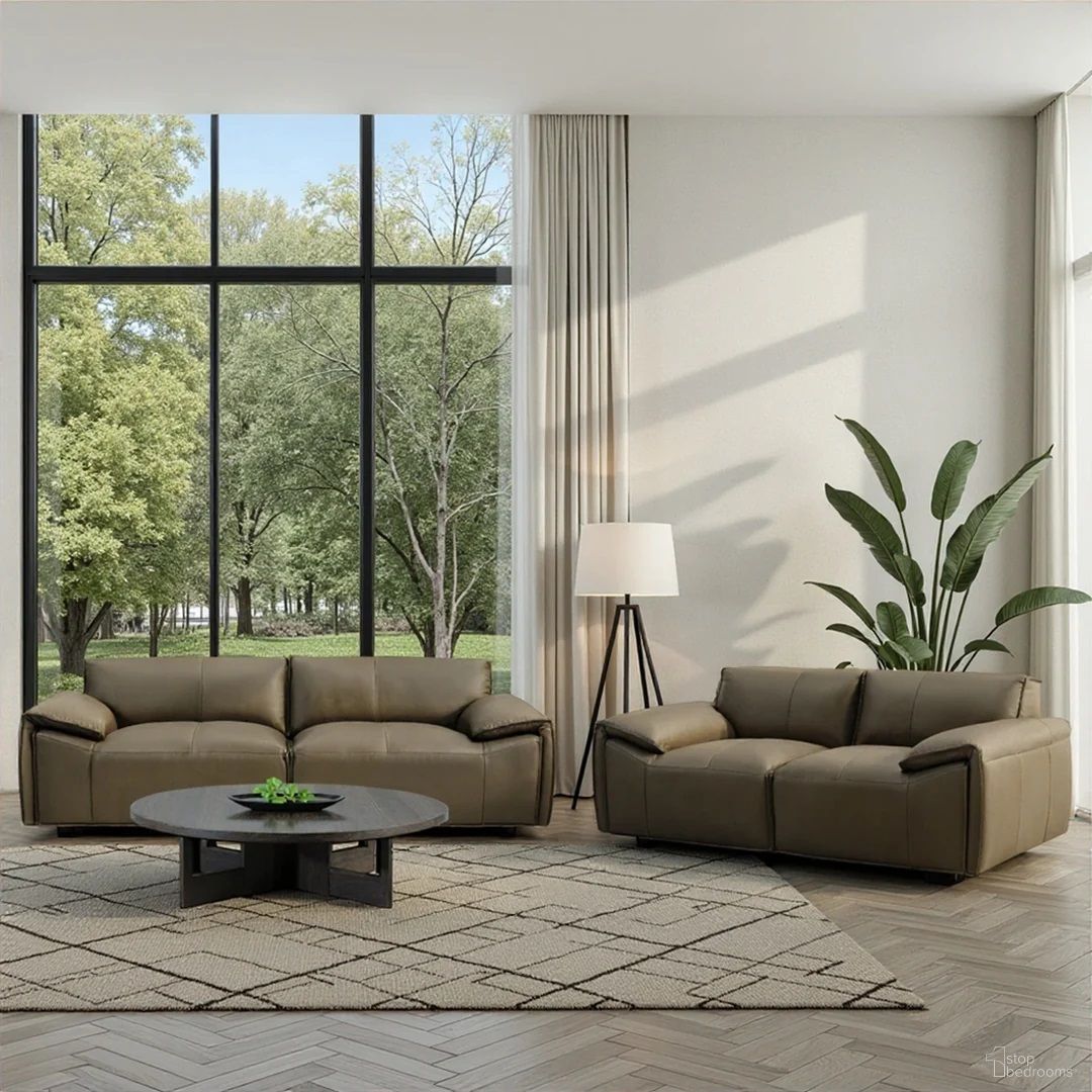 Tanner Living Room Set with Padded Arms In Khaki