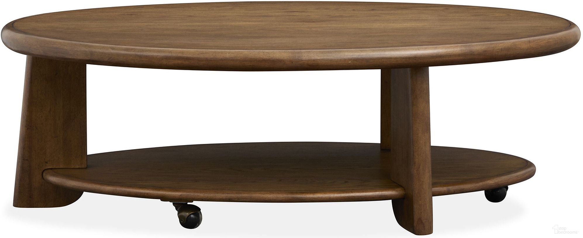 Tanner Oval Cocktail Table With Casters In Tawny Brown