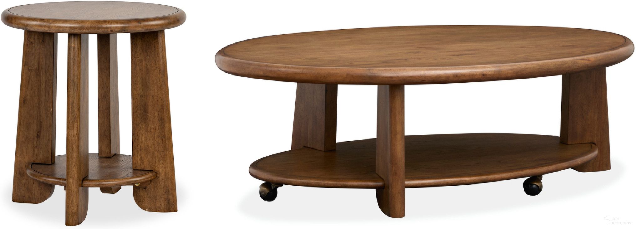 Tanner Oval Occasional Table Set In Tawny Brown