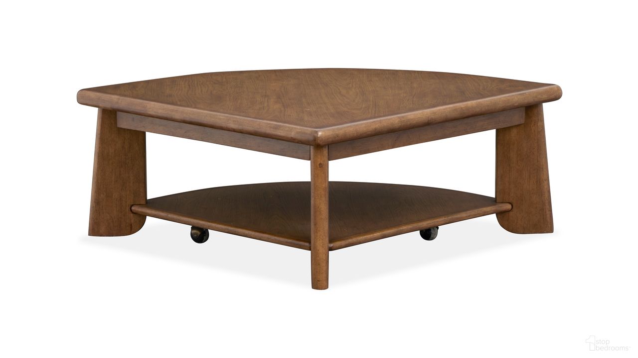 Tanner Pie Shaped Lift Top Cocktail Table With Casters In Tawny Brown