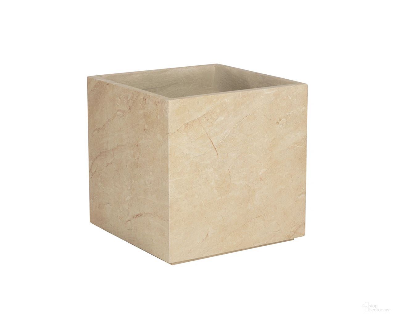 Tansy Travertine Look Planter In Taupe and Natural