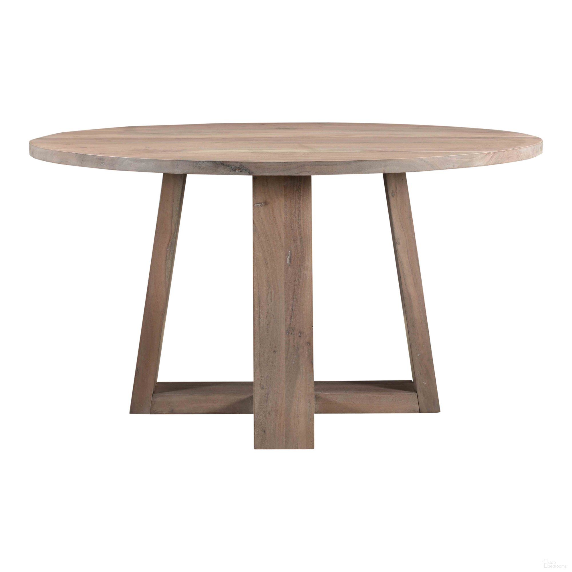 The appearance of Tanya Light Grey Wood Round Dining Table designed by Moes Home in the modern / contemporary interior design. This grey piece of furniture  was selected by 1StopBedrooms from Tanya Collection to add a touch of cosiness and style into your home. Sku: VE-1073-29. Table Base Style: Pedestal. Table Top Shape: Round. Material: Wood. Size: 54".