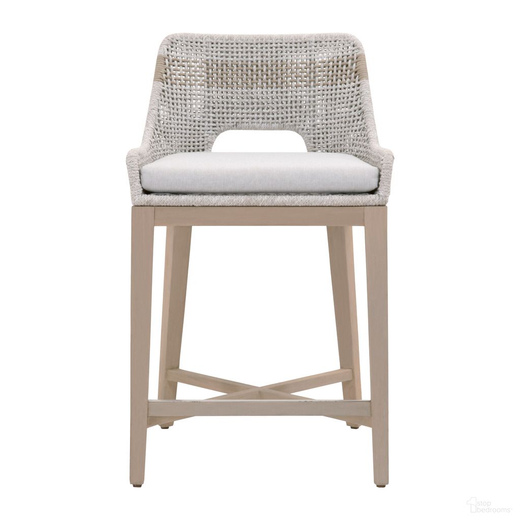 The appearance of Tapestry Outdoor Counter Stool In Taupe White and Washed Ever Teak designed by Essentials For Living in the transitional interior design. This taupe/washed ever teak piece of furniture  was selected by 1StopBedrooms from Woven Collection to add a touch of cosiness and style into your home. Sku: 6850CS.WTA/PUM/W-ET. Material: Teak Wood.