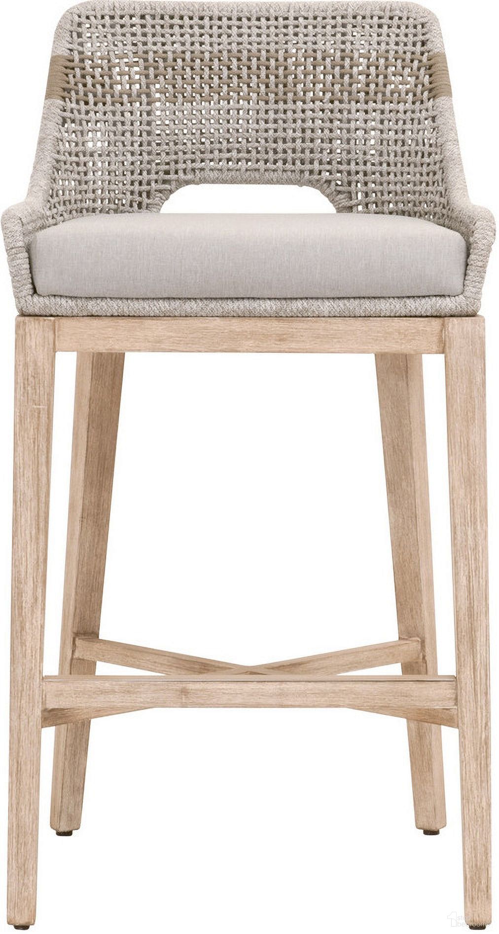 Woven Tapestry Barstool In Taupe and Natural Gray