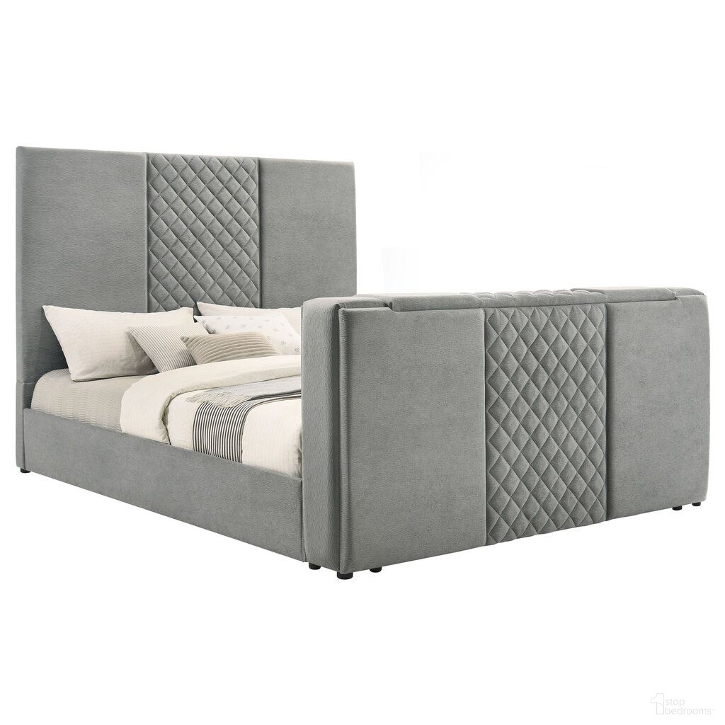 The appearance of Tara 61-Inch Upholstered Eastern King Panel TV Bed In Grey designed by Coaster in the modern / contemporary interior design. This grey piece of furniture was selected by 1StopBedrooms from Tara Collection to add a touch of cosiness and style into your home. Sku: 315994KEB1;315994KEB2;315994KEB3. Bed Size: King. Material: MDF. Bed Type: Upholstered Bed.