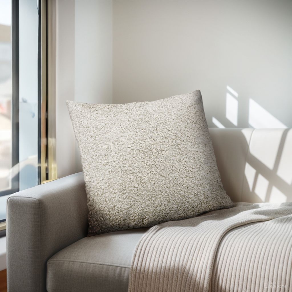 The appearance of Tara Solid Boucle Square Pillow In Beige designed by Olliix in the modern / contemporary interior design. This beige piece of furniture was selected by 1StopBedrooms from Tara Collection to add a touch of cosiness and style into your home. Sku: CH30-0041. Material: Feather.
