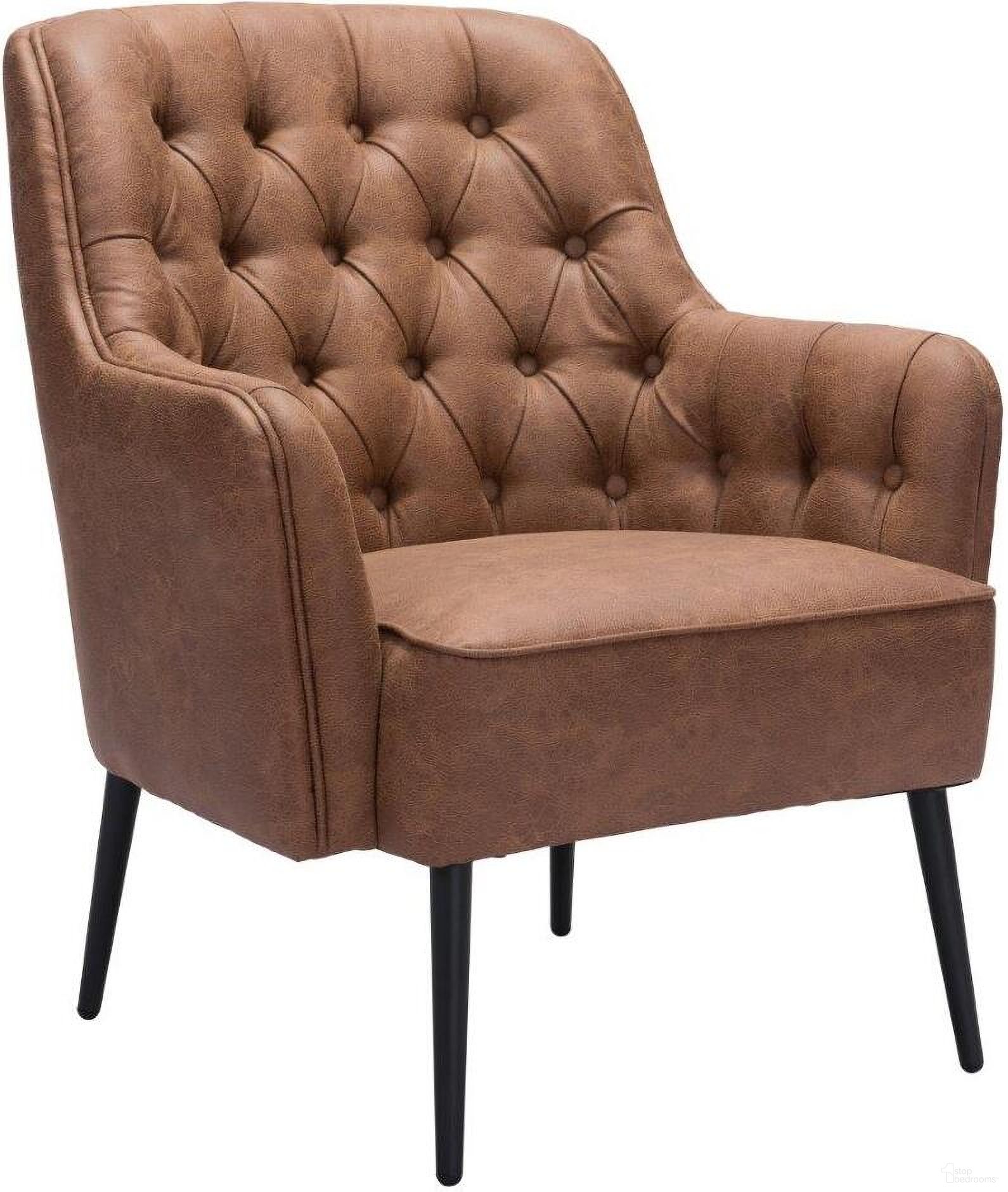 The appearance of Tasmania Accent Chair In Vintage Brown designed by Zuo Modern in the modern / contemporary interior design. This vintage brown piece of furniture was selected by 1StopBedrooms from Tasmania Collection to add a touch of cosiness and style into your home. Sku: 109053. Material: Polyester.