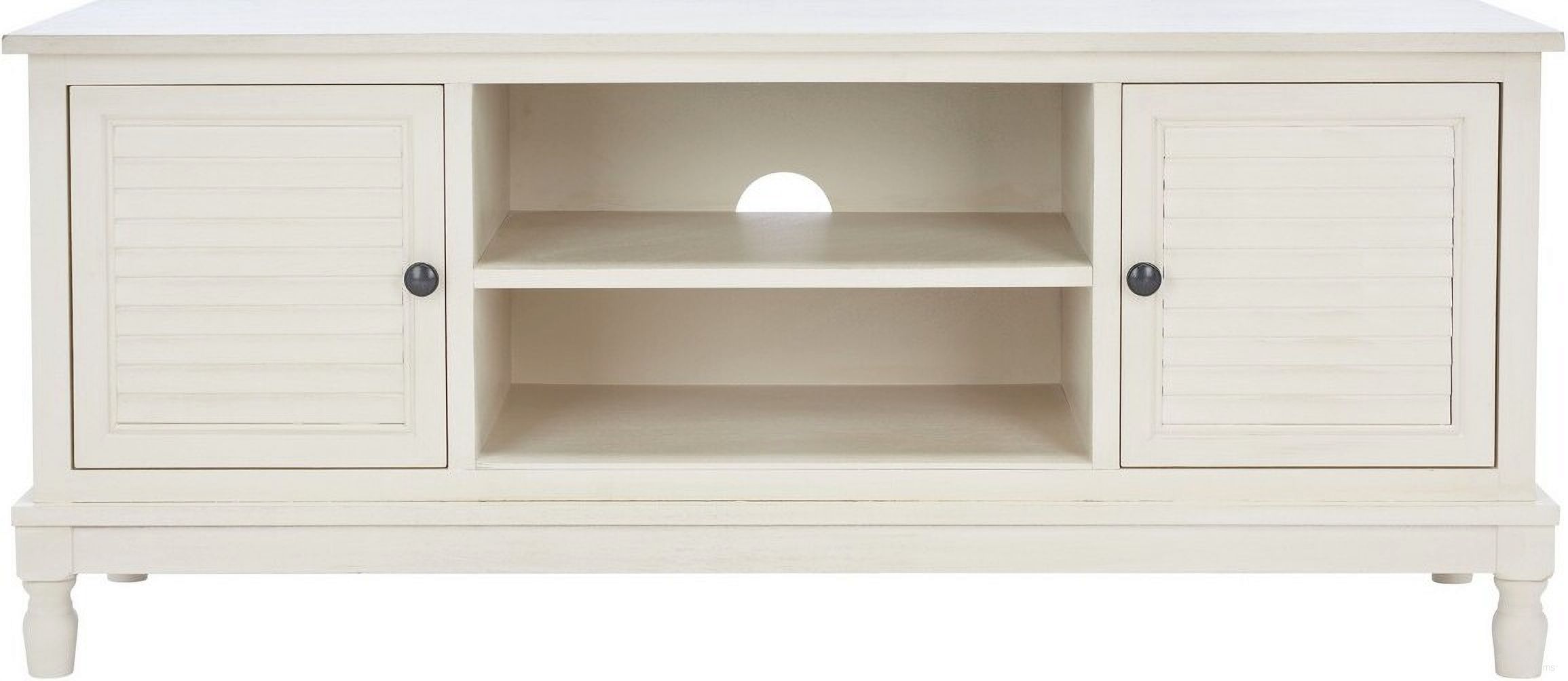 The appearance of Tate 2 Door 1 Shelf Media Stand in Distressed White designed by Safavieh in the modern / contemporary interior design. This distressed white piece of furniture was selected by 1StopBedrooms from Tate Collection to add a touch of cosiness and style into your home. Sku: MED5708A. Material: Wood.