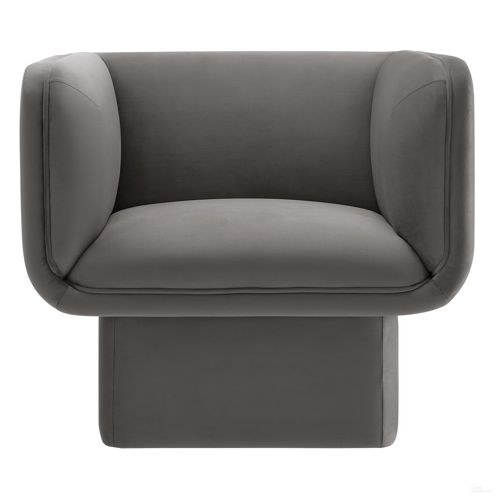 Tate Performance Velvet Accent Chair In Storm Gray