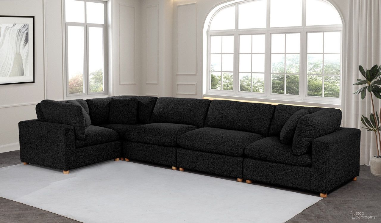 The appearance of Tatiana 5 Piece Boucle Fabric Modular Sectional in Black designed by Best Quality Furniture in the glam interior design. This black piece of furniture was selected by 1StopBedrooms from Tatiana Collection to add a touch of cosiness and style into your home. Sku: SE06-CC;SE06-AC. Material: Boucle.