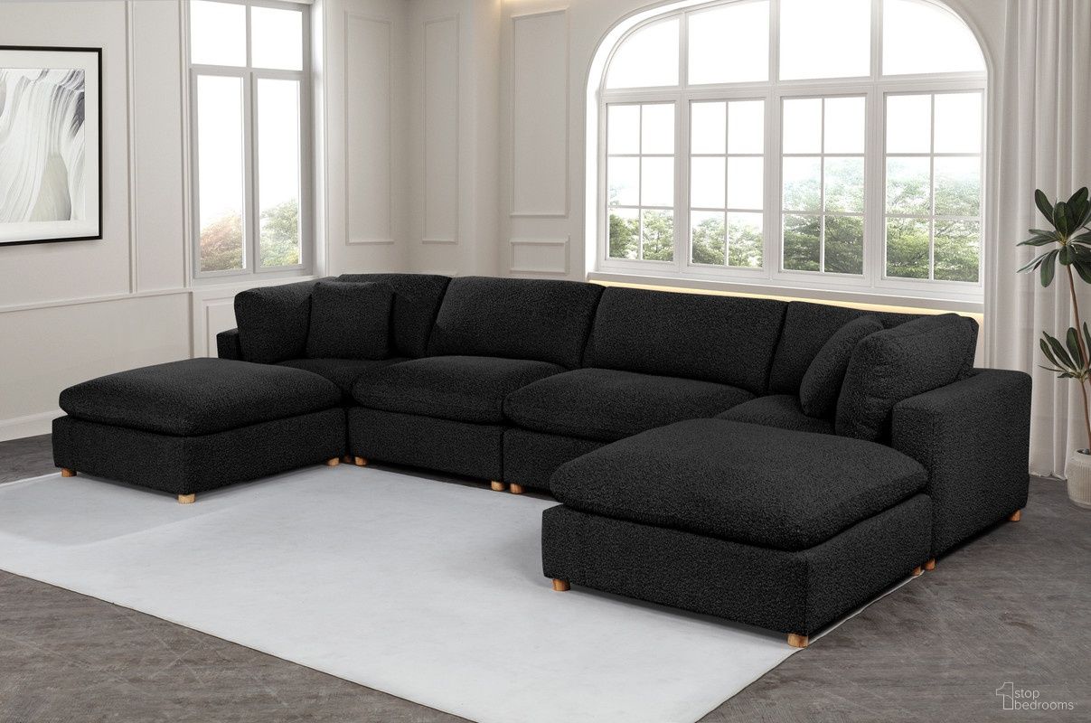 Tatiana 6 Piece Boucle Fabric Modular Sectional in Black