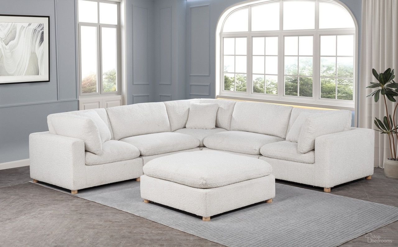 Tatiana 6 Piece Boucle Fabric Modular Sectional in Cream