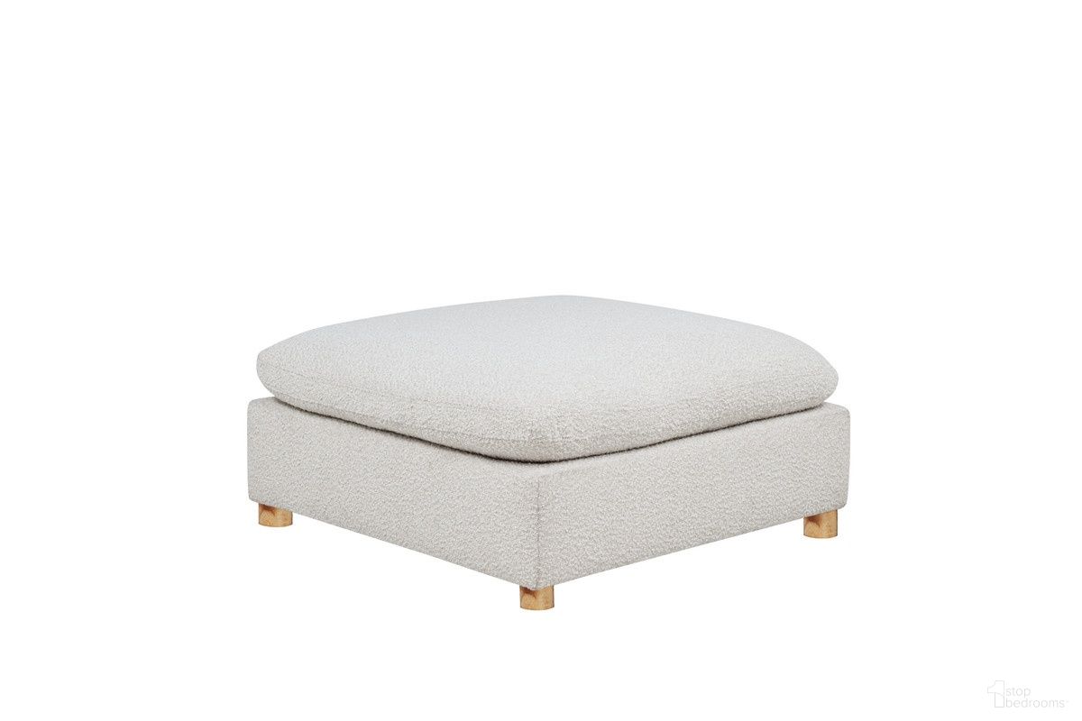 Tatiana Boucle Fabric Ottoman in Cream