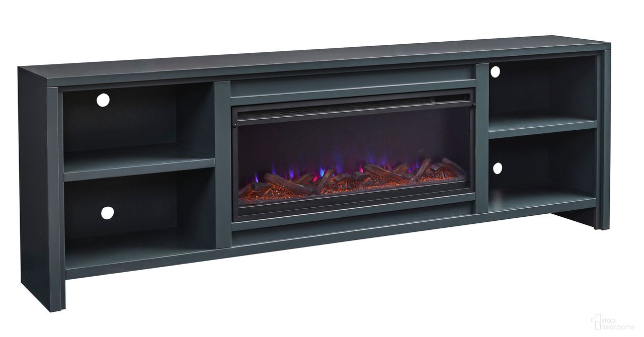 Tatum 96 Inch Fireplace Console In Malta Blue
