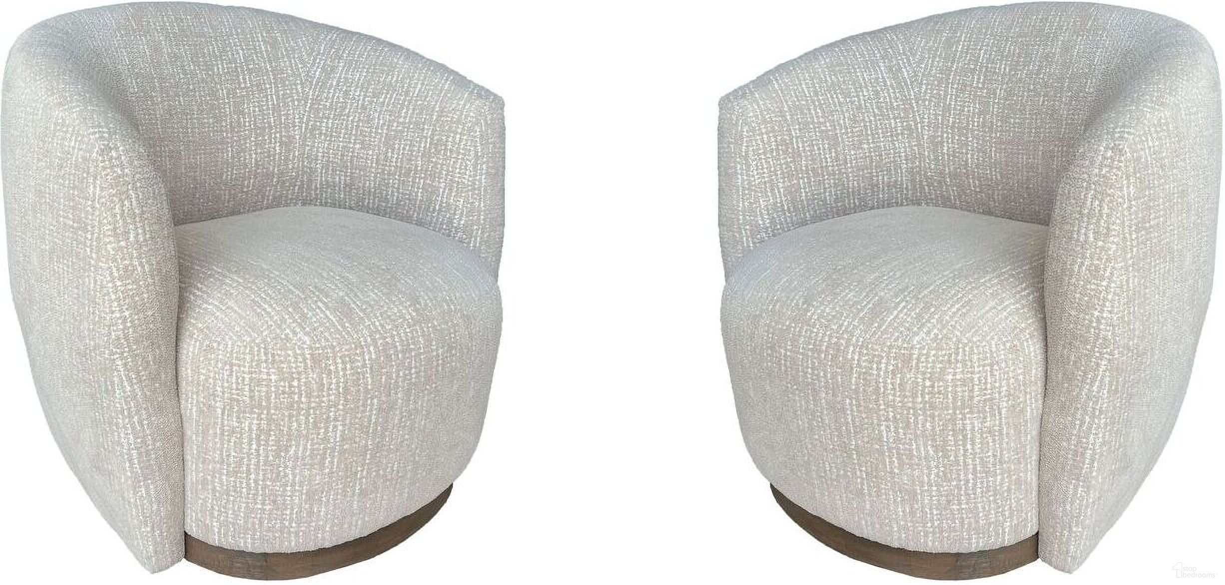 The appearance of Tatum Swivel Accent Chair Set of 2 In Sand Dollar designed by Parker House in the traditional interior design. This sand dollar piece of furniture was selected by 1StopBedrooms from Tatum Collection to add a touch of cosiness and style into your home. Sku: STAT#912S-SNDL;STAT#912S-SNDL. Material: Polyester.