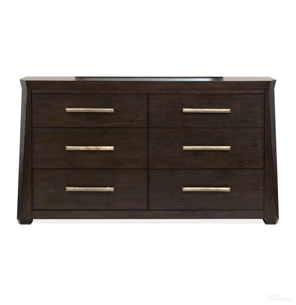 The appearance of Tauren Double Drawer Dresser In Coffee Bean designed by Magnussen in the modern / contemporary interior design. This coffee bean piece of furniture was selected by 1StopBedrooms from Tauren Collection to add a touch of cosiness and style into your home. Sku: B6434-22. Material: Oak Veneer.
