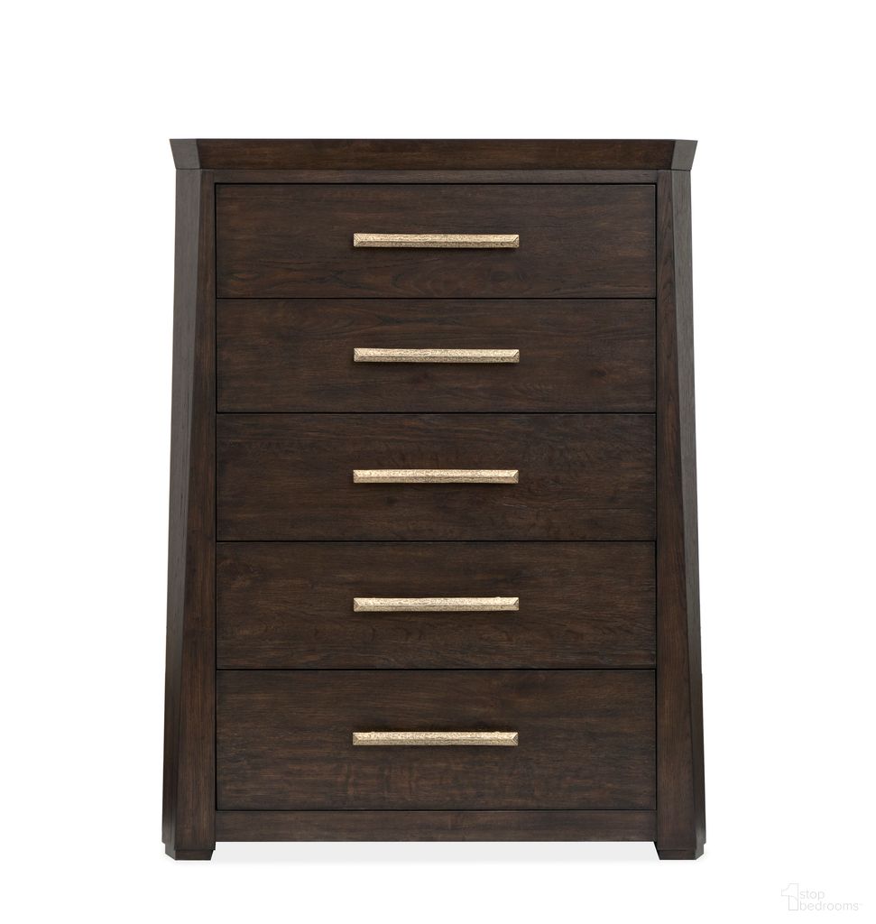 The appearance of Tauren Drawer Chest In Coffee Bean designed by Magnussen in the modern / contemporary interior design. This coffee bean piece of furniture was selected by 1StopBedrooms from Tauren Collection to add a touch of cosiness and style into your home. Sku: B6434-10. Material: Oak Veneer.