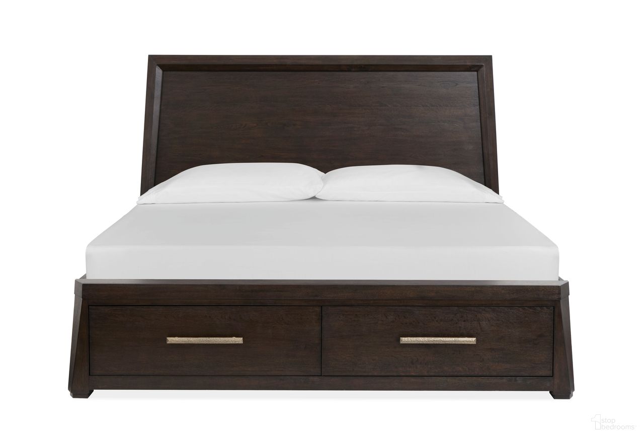 The appearance of Tauren Queen Panel Storage Bed In Coffee Bean designed by Magnussen in the modern / contemporary interior design. This coffee bean piece of furniture was selected by 1StopBedrooms from Tauren Collection to add a touch of cosiness and style into your home. Sku: B6434-54H;B6434-54SF;B6434-54R. Bed Type: Storage Bed. Bed Size: Queen. Material: Oak Veneer.