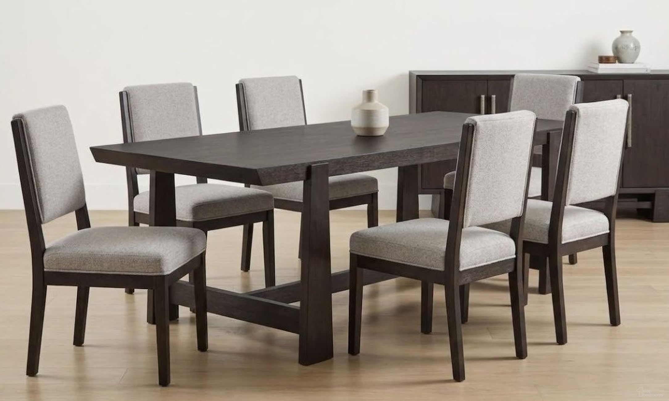 The appearance of Tauren Trestle Dining Room Set In Coffee Bean designed by Magnussen in the modern / contemporary interior design. This coffee bean piece of furniture was selected by 1StopBedrooms from Tauren Collection to add a touch of cosiness and style into your home. Sku: D6434-21;D6434-63. Table Top Shape: Rectangular. Size: 96" x 42". Material: Hardwood.
