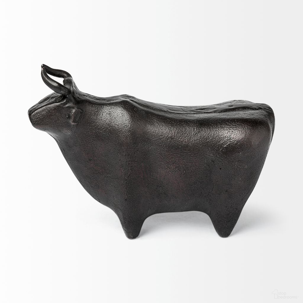 Taurus II Cast Aluminum Bull Decorative Object In Black