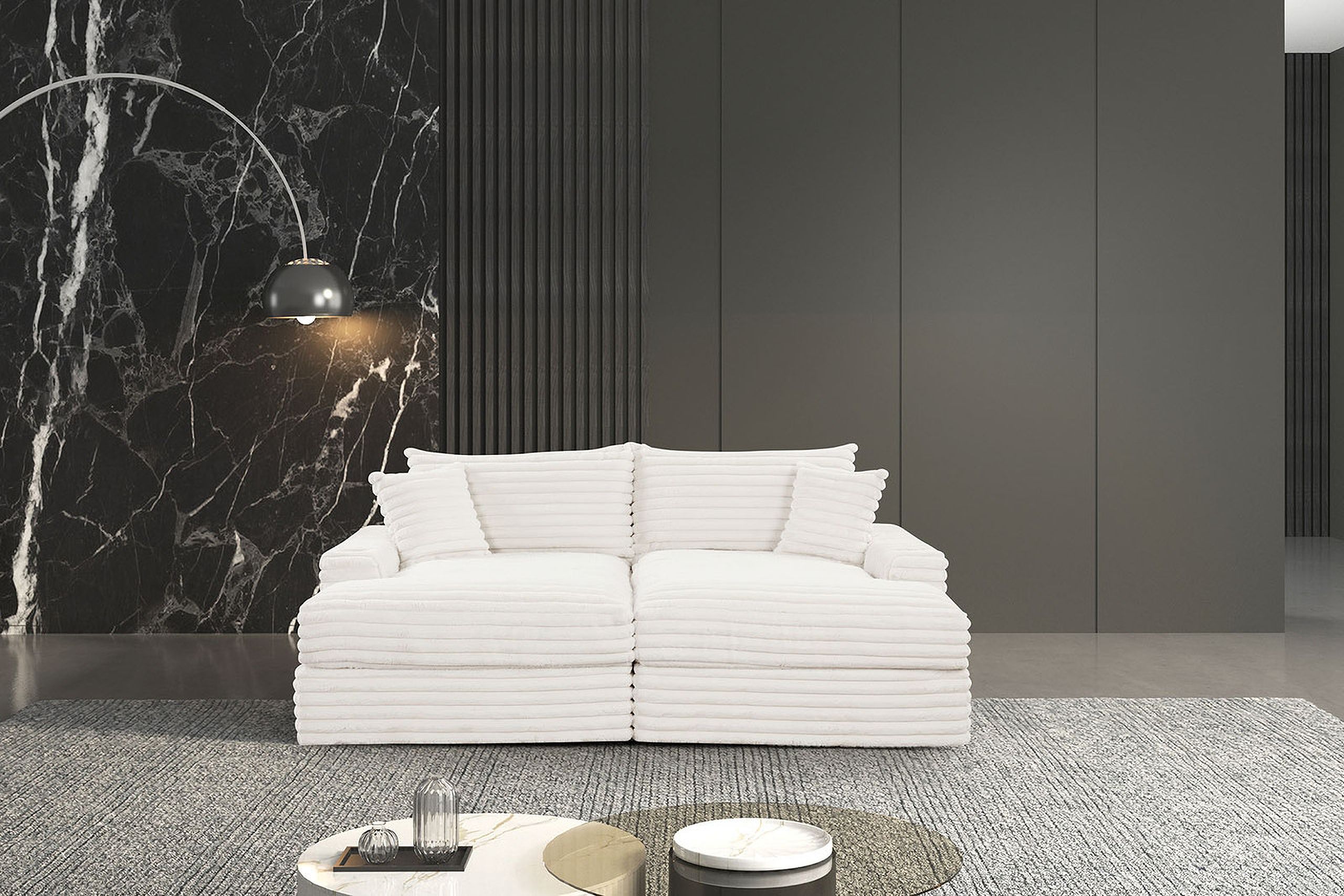 The appearance of Tavedestrand Double Chaise Sofa In White designed by Furniture of America in the modern / contemporary interior design. This white piece of furniture  was selected by 1StopBedrooms from Tavedestrand Collection to add a touch of cosiness and style into your home. Sku: FM6900WH-LCE;FM6900WH-RCE. Material: Chenille.