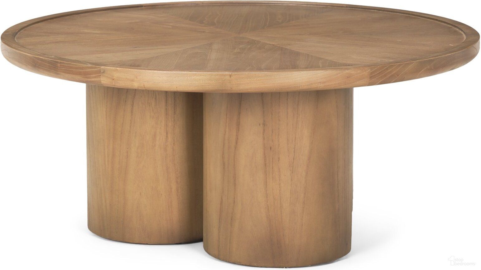 The appearance of Tavi Round Coffee Table In Medium Brown designed by Mercana in the modern / contemporary interior design. This medium brown piece of furniture  was selected by 1StopBedrooms from Tavi Collection to add a touch of cosiness and style into your home. Sku: 70859-AB. Material: Wood.