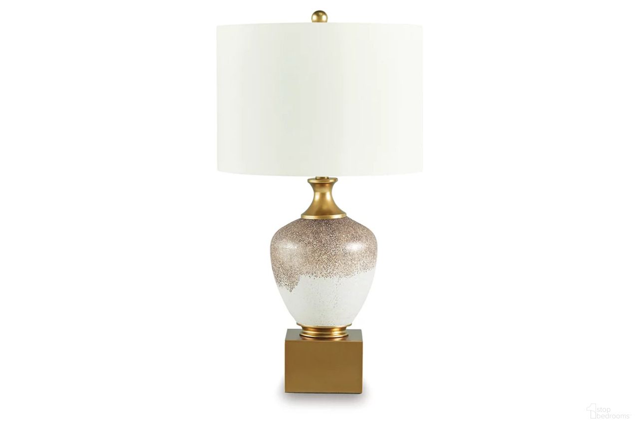 Tavisburg Table Lamp In Brown/White/Gold