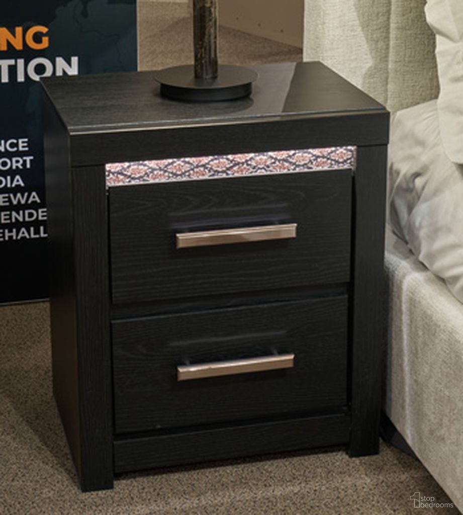 Tayleena Two Drawer NightStand In Black
