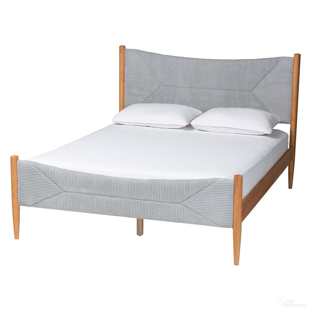 The appearance of Taylin Queen Upholstered Platform Bed In Grey and Oak Brown designed by Baxton Studio in the transitional interior design. This grey and oak brown piece of furniture was selected by 1StopBedrooms from Taylin Collection to add a touch of cosiness and style into your home. Sku: MG0243-Grey-HC1315-16/NT-Oak-Queen. Bed Type: Platform Bed. Bed Size: Queen. Material: Solid Rubberwood.